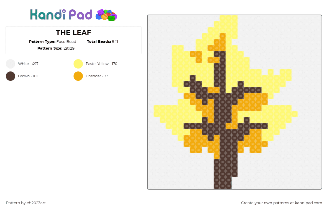 THE LEAF - Fuse Bead Pattern by eh2023art on Kandi Pad - leaf,leaves,nature,oak,brown,yellow