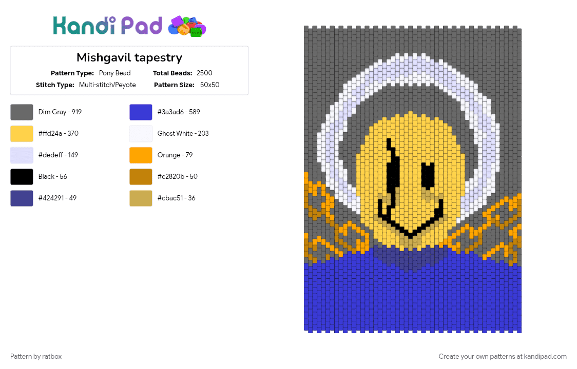 Mishgavil tapestry - Pony Bead Pattern by ratbox on Kandi Pad - arg, blox and rocks, character, gray, purple, tapestry