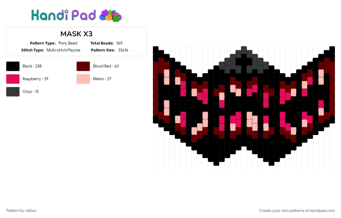MASK X3 - Pony Bead Pattern by ratbox on Kandi Pad - mask, skull, spooky