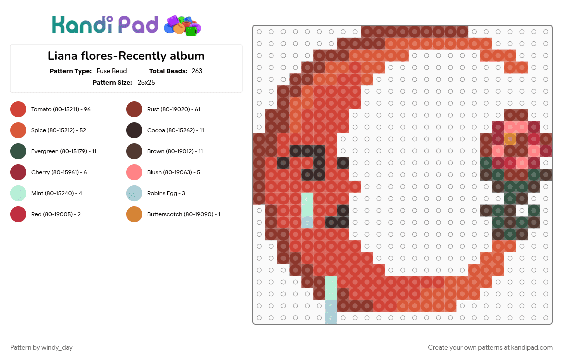 Liana flores-Recently album - Fuse Bead Pattern by windy_day on Kandi Pad - album, liana flores, music, red