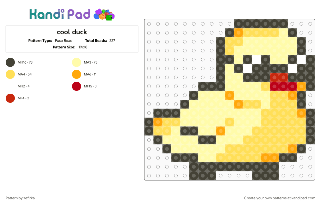 cool duck - Fuse Bead Pattern by zefirka on Kandi Pad - brown, yellow