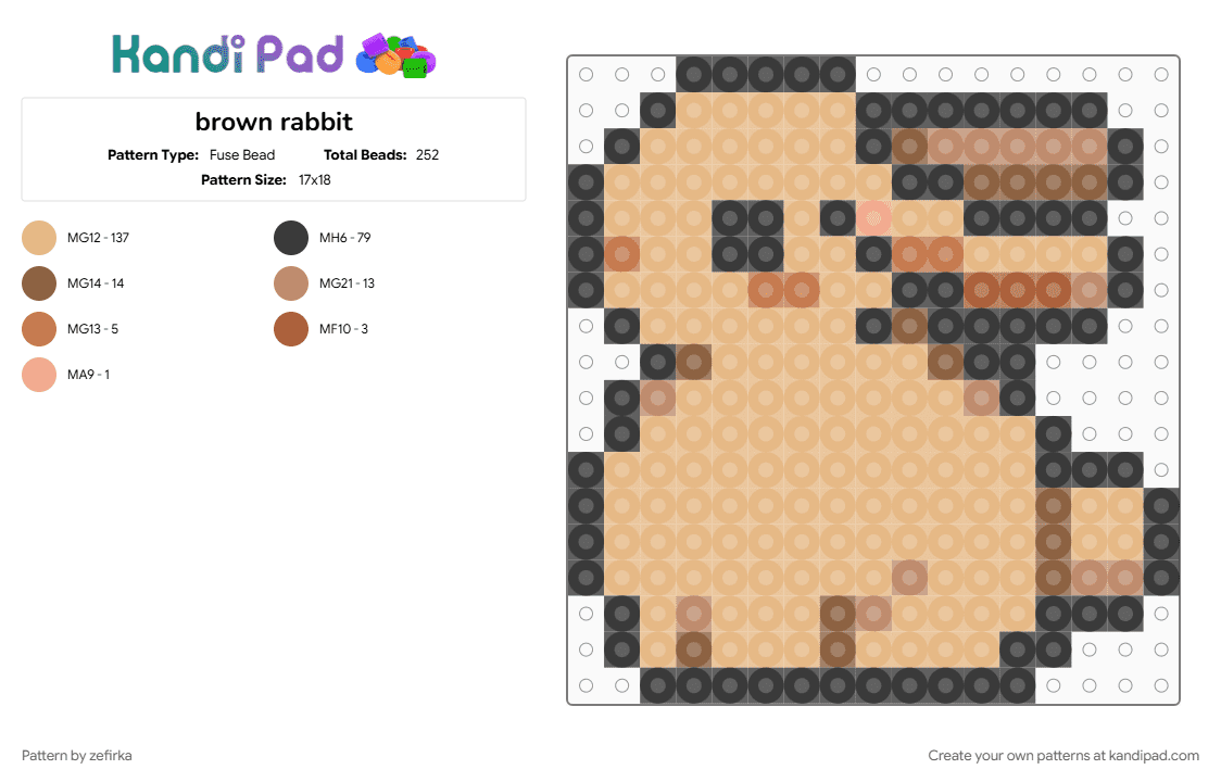 brown rabbit - Fuse Bead Pattern by zefirka on Kandi Pad - beige