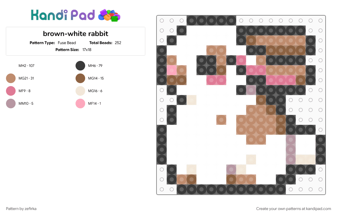 brown-white rabbit - Fuse Bead Pattern by zefirka on Kandi Pad - tan, white