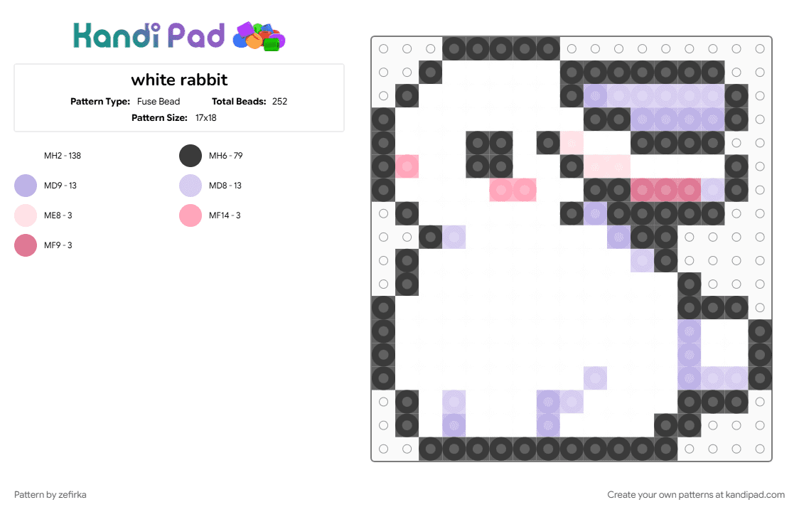 white rabbit - Fuse Bead Pattern by zefirka on Kandi Pad - white