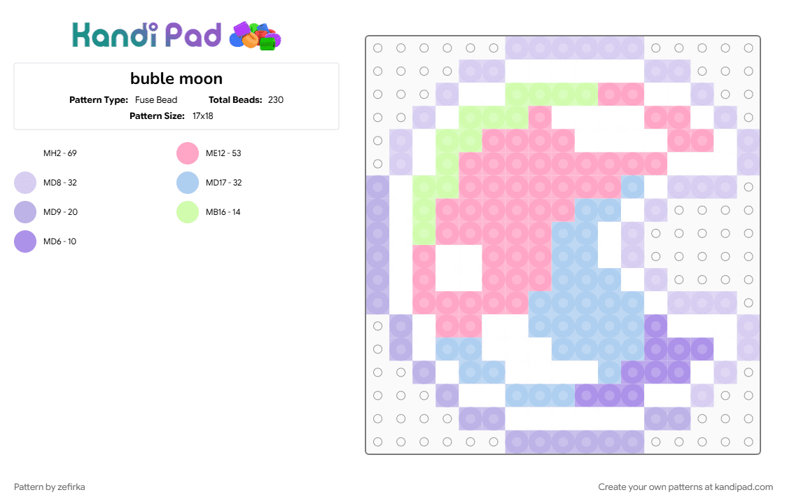 buble moon - Fuse Bead Pattern by zefirka on Kandi Pad - pink