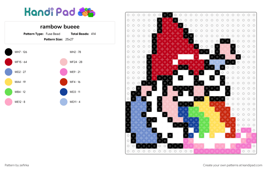 rambow bueee - Fuse Bead Pattern by zefirka on Kandi Pad - beige, blue, pink, red