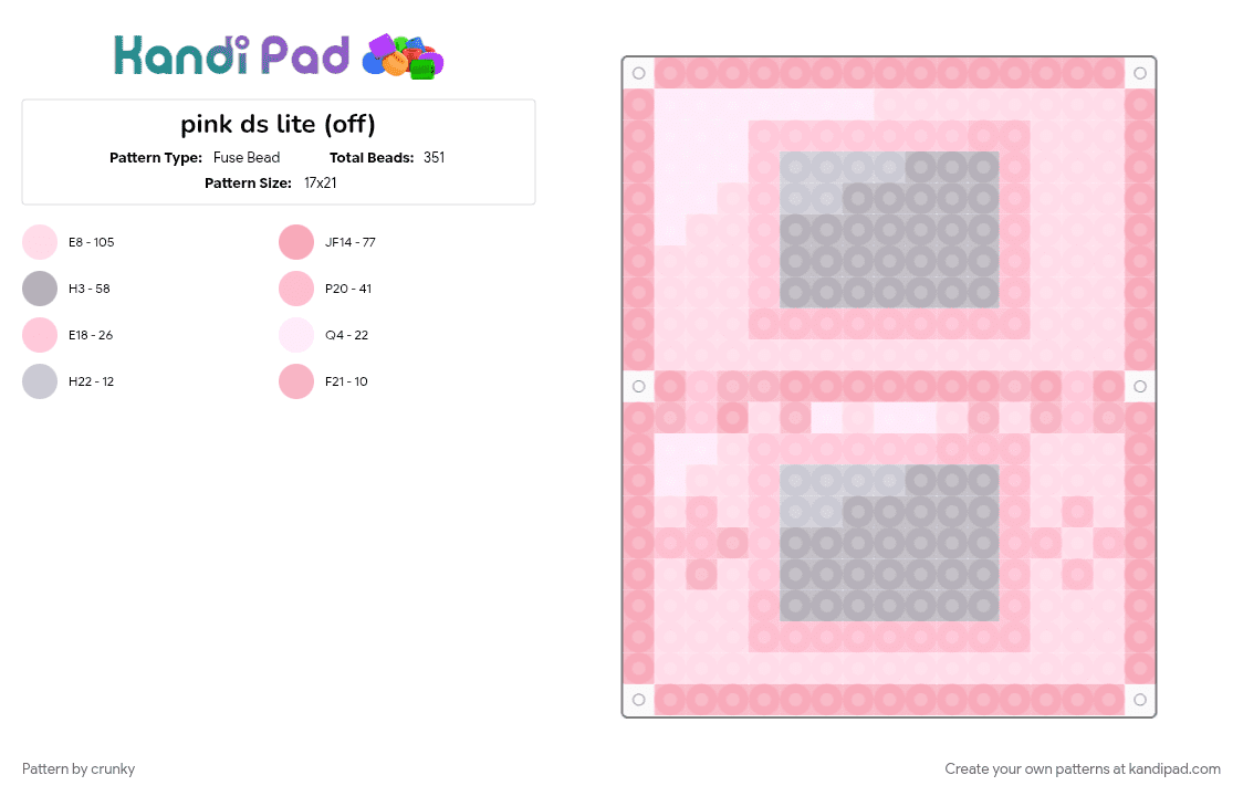 pink ds lite (off) - Fuse Bead Pattern by crunky on Kandi Pad - beige, pink