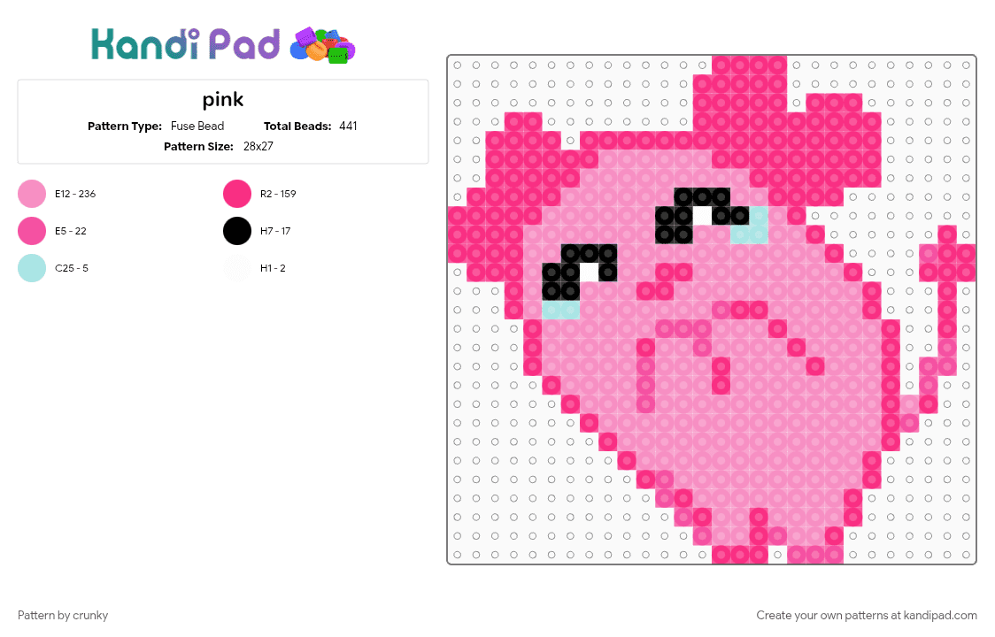 pink - Fuse Bead Pattern by crunky on Kandi Pad - pink