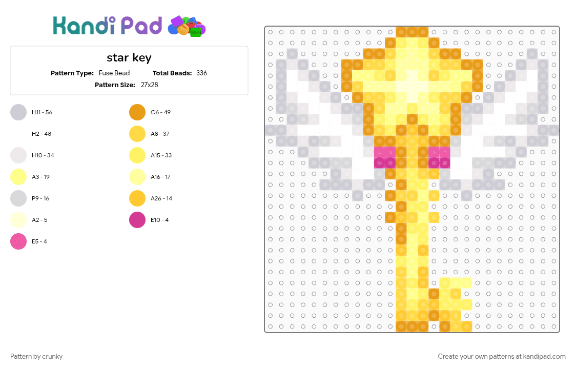 star key - Fuse Bead Pattern by crunky on Kandi Pad - yellow
