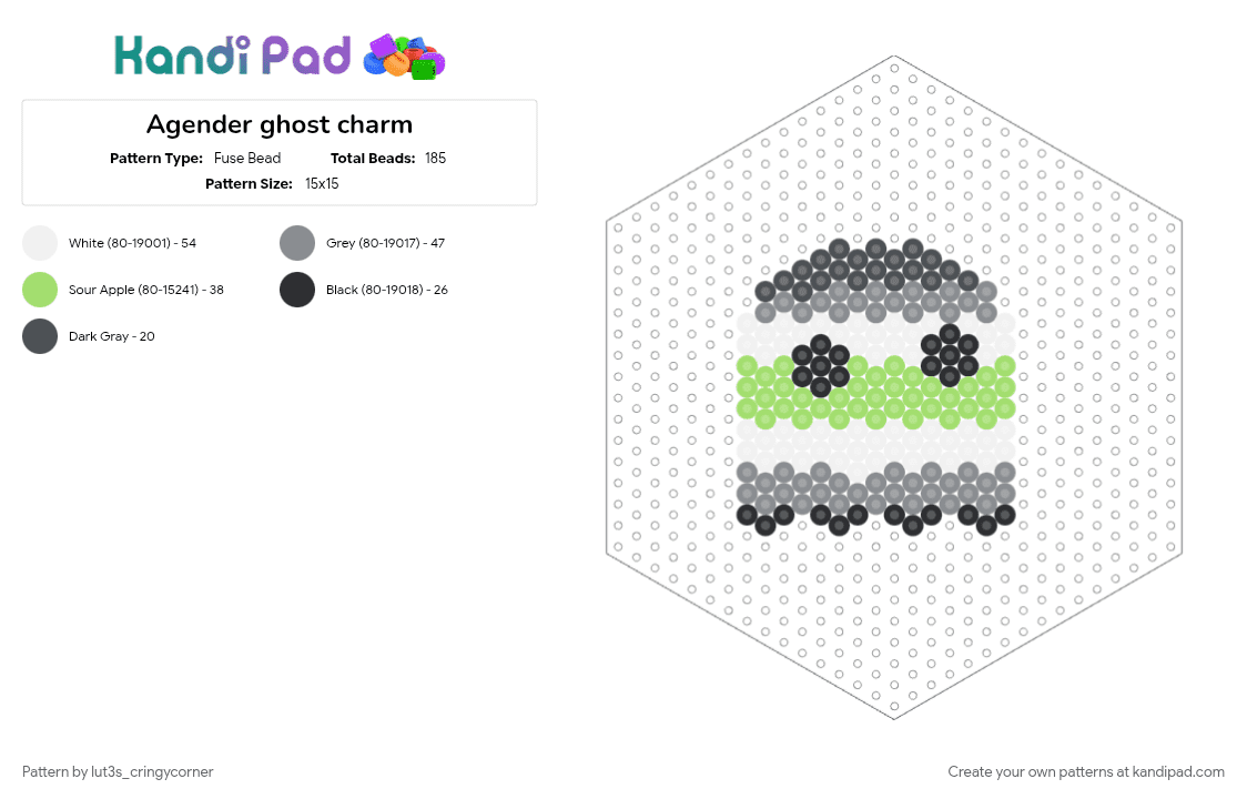 Agender ghost charm - Fuse Bead Pattern by lut3s_cringycorner on Kandi Pad - 