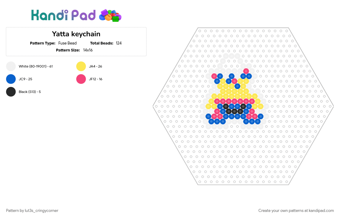 Yatta keychain - Fuse Bead Pattern by lut3s_cringycorner on Kandi Pad - blue, character, charm, circustrio, cotdcollectibles, dandys world, gaming, keychain, yatta, yellow