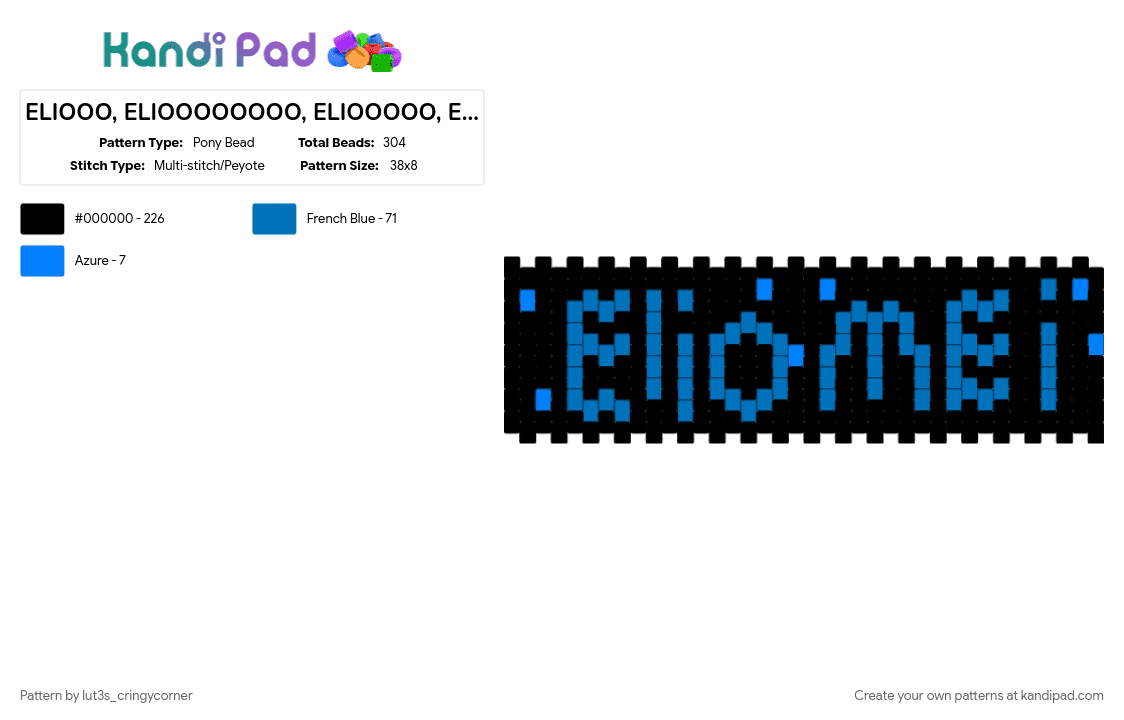 ELIOOO, ELIOOOOOOOO, ELIOOOOO, ELIOOOOO, wall thingy - Pony Bead Pattern by lut3s_cringycorner on Kandi Pad - black