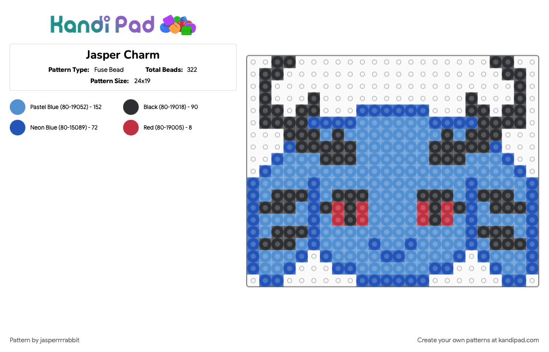 Jasper Charm - Fuse Bead Pattern by jasperrrrabbit on Kandi Pad - light blue