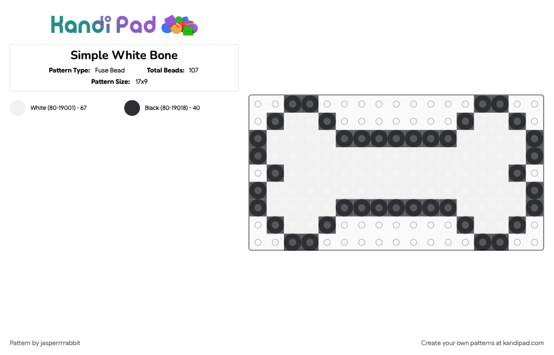 Simple White Bone - Fuse Bead Pattern by jasperrrrabbit on Kandi Pad - 
