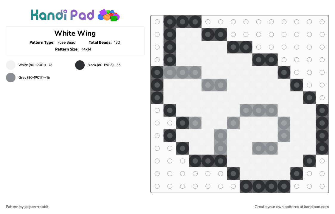 White Wing - Fuse Bead Pattern by jasperrrrabbit on Kandi Pad - 