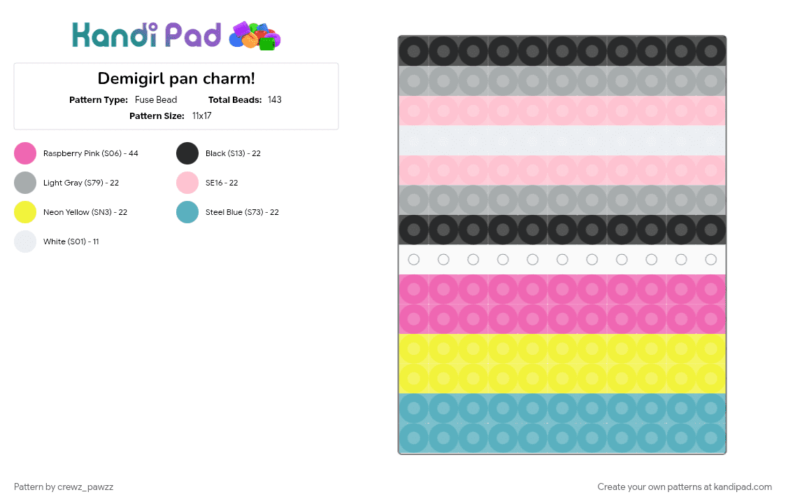 Demigirl pan charm! - Fuse Bead Pattern by crewz_pawzz on Kandi Pad - pink