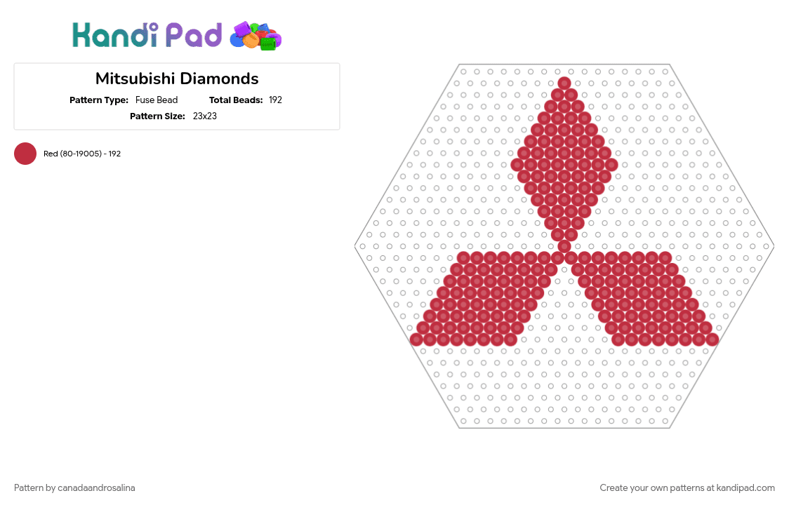 Mitsubishi Diamonds - Fuse Bead Pattern by canadaandrosalina on Kandi Pad - diamond, red