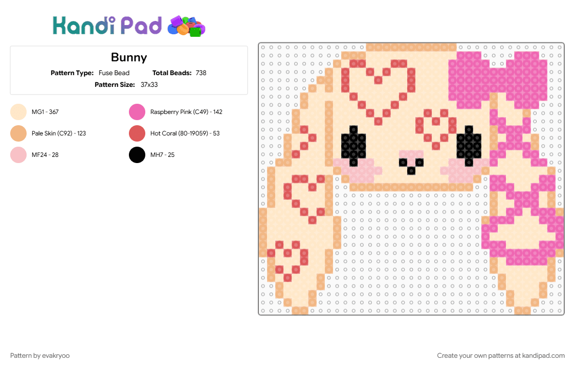 Bunny - Fuse Bead Pattern by evakryoo on Kandi Pad - beige