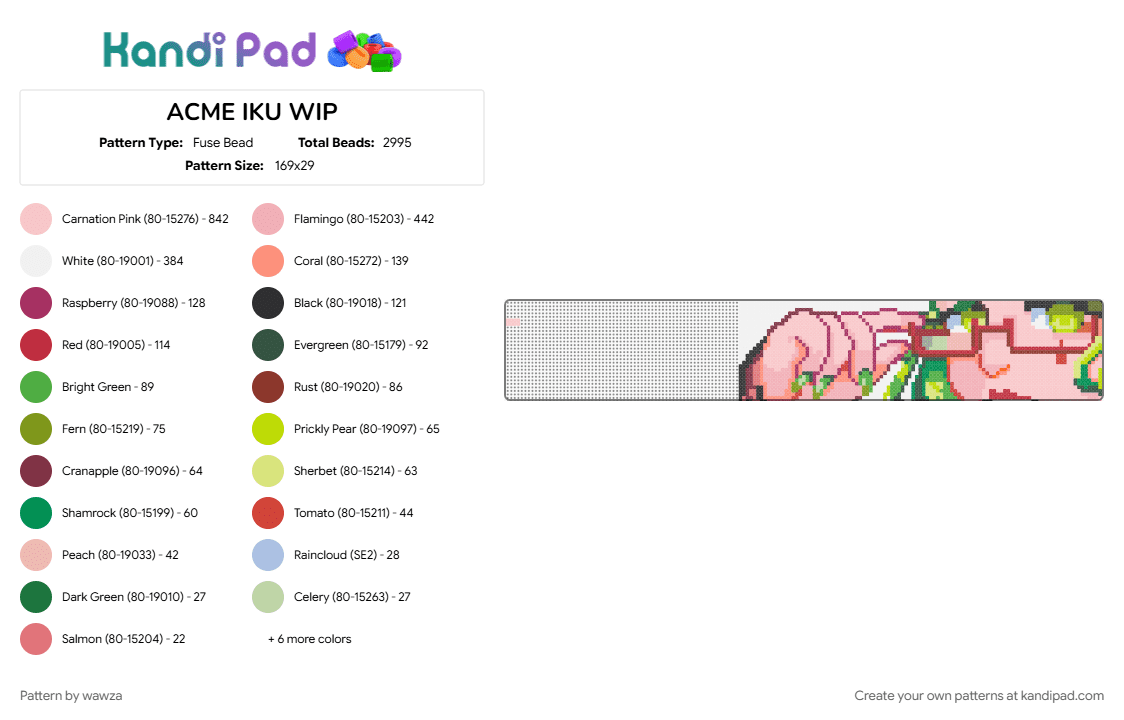 ACME IKU WIP - Fuse Bead Pattern by wawza on Kandi Pad - beige, green, red