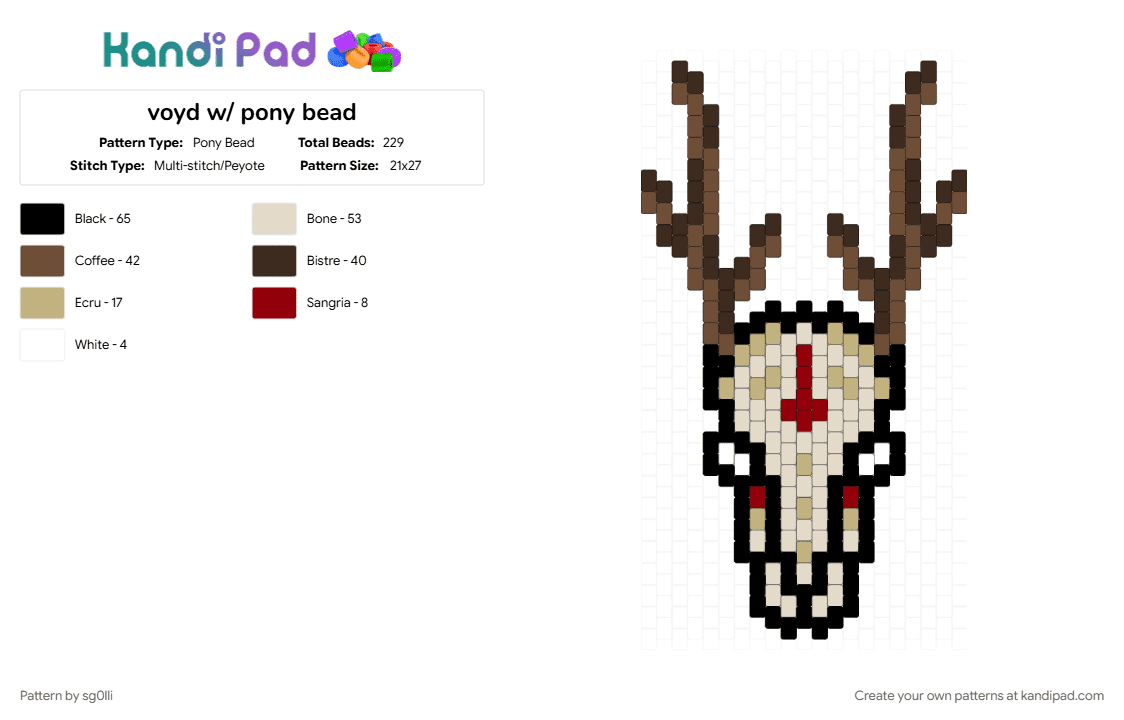 voyd w/ pony bead - Pony Bead Pattern by sg0lli on Kandi Pad - beige, brown