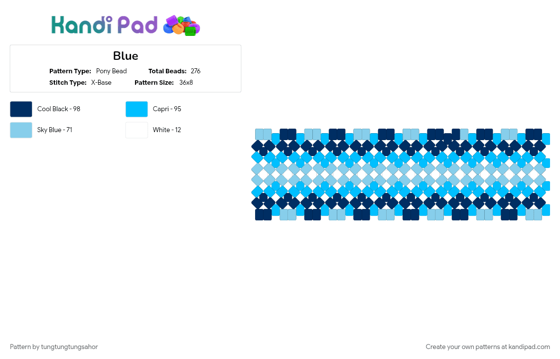 Blue - Pony Bead Pattern by tungtungtungsahor on Kandi Pad - blue, epic, light blue