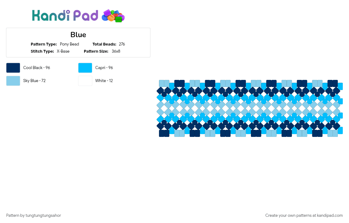 Blue - Pony Bead Pattern by tungtungtungsahor on Kandi Pad - blue, epic, light blue