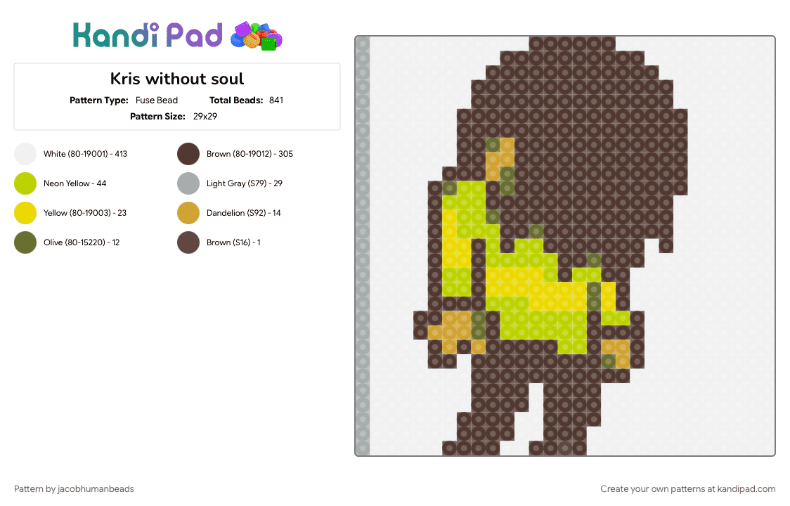 Kris without soul - Fuse Bead Pattern by jacobhumanbeads on Kandi Pad - brown, character, video game, white