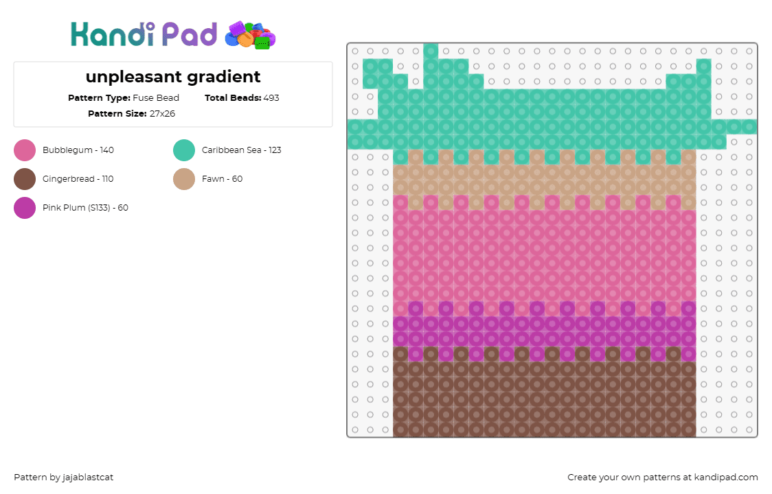 unpleasant gradient - Fuse Bead Pattern by jajablastcat on Kandi Pad - earthy,gradient,colorful,teal,pink,brown