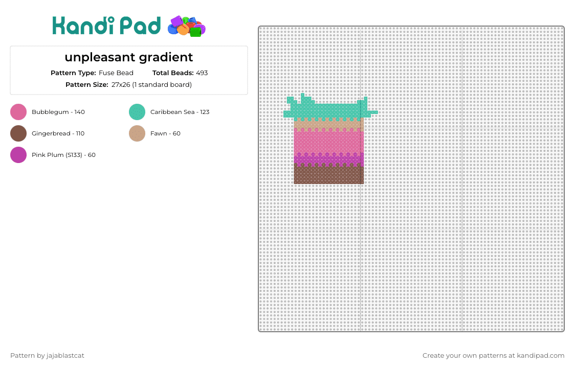 unpleasant gradient - Fuse Bead Pattern by jajablastcat on Kandi Pad - earthy,gradient,colorful,teal,pink,brown