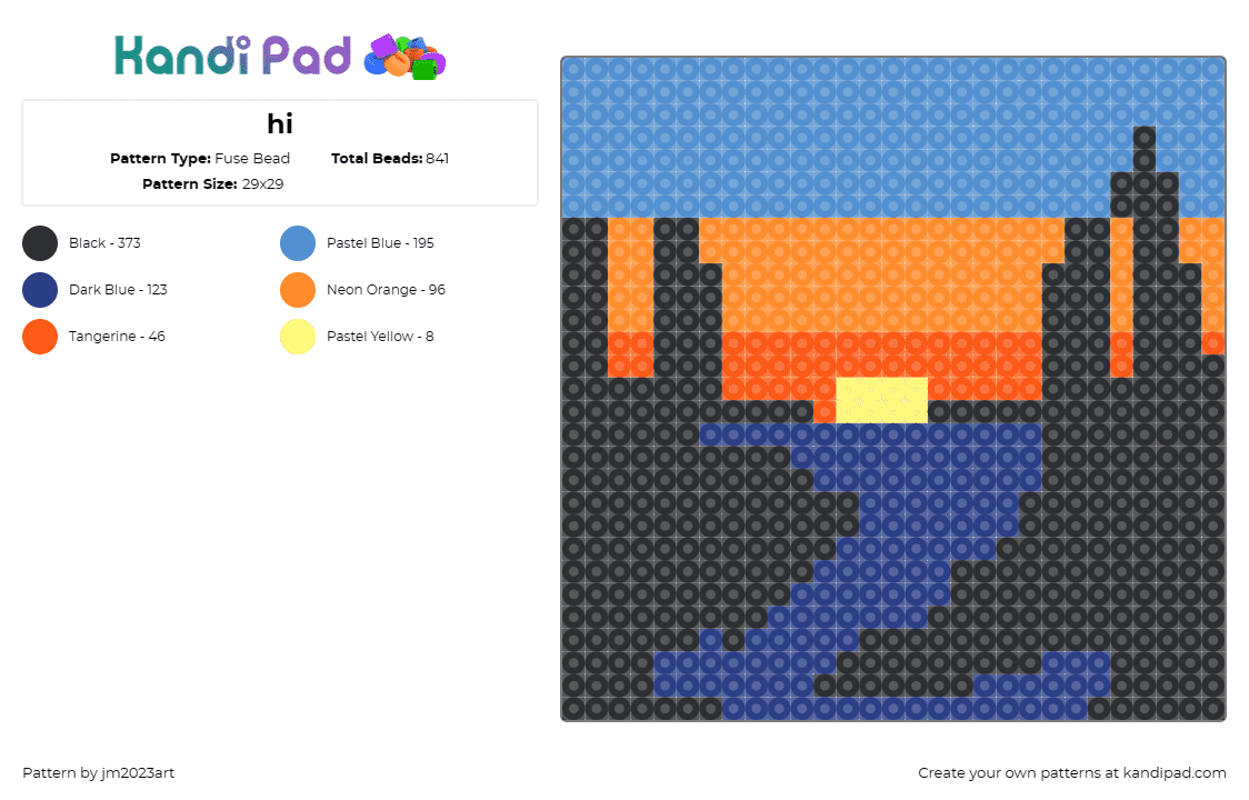 hi - Fuse Bead Pattern by jm2023art on Kandi Pad - sunset,water,stream,mountains,sky,panel,orange,blue,black