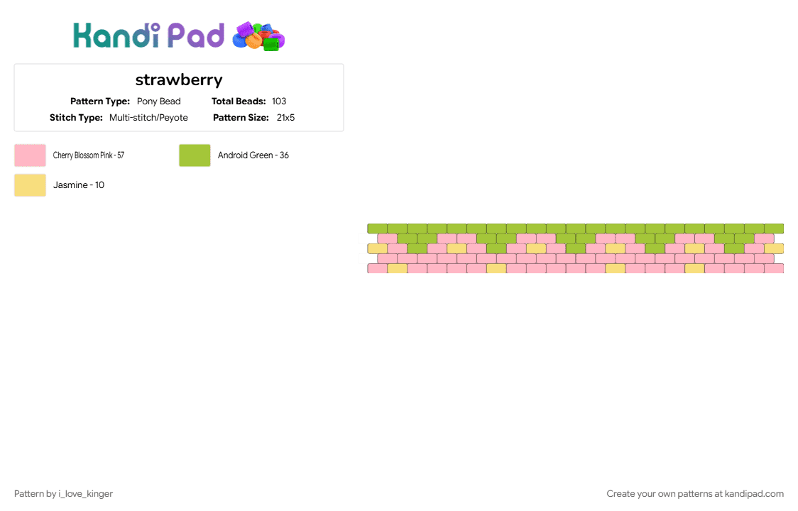 strawberry - Pony Bead Pattern by i_love_kinger on Kandi Pad - green, pink