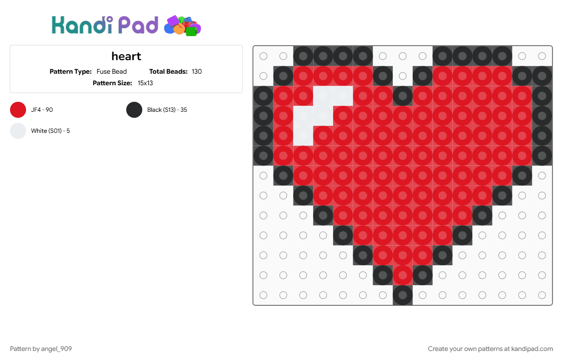 heart - Fuse Bead Pattern by angel_909 on Kandi Pad - red