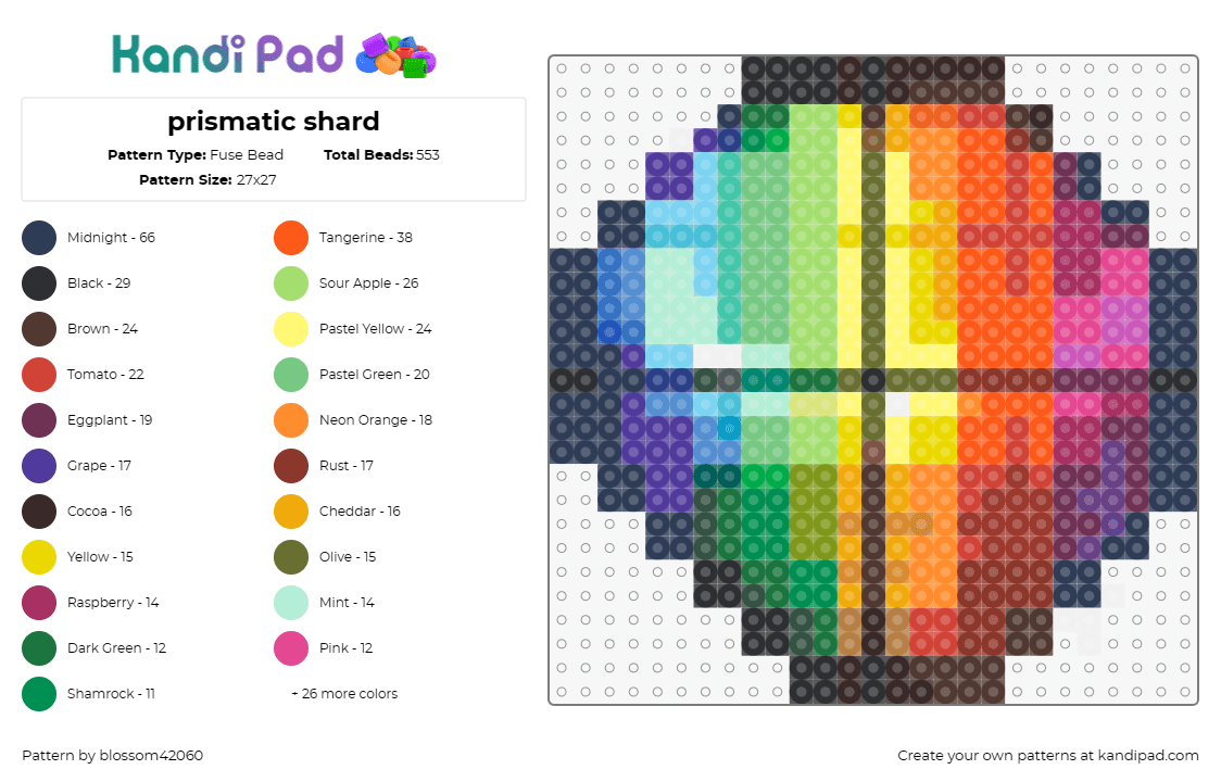 prismatic shard - Fuse Bead Pattern by blossom42060 on Kandi Pad - prism,gradient,colorful,geometric