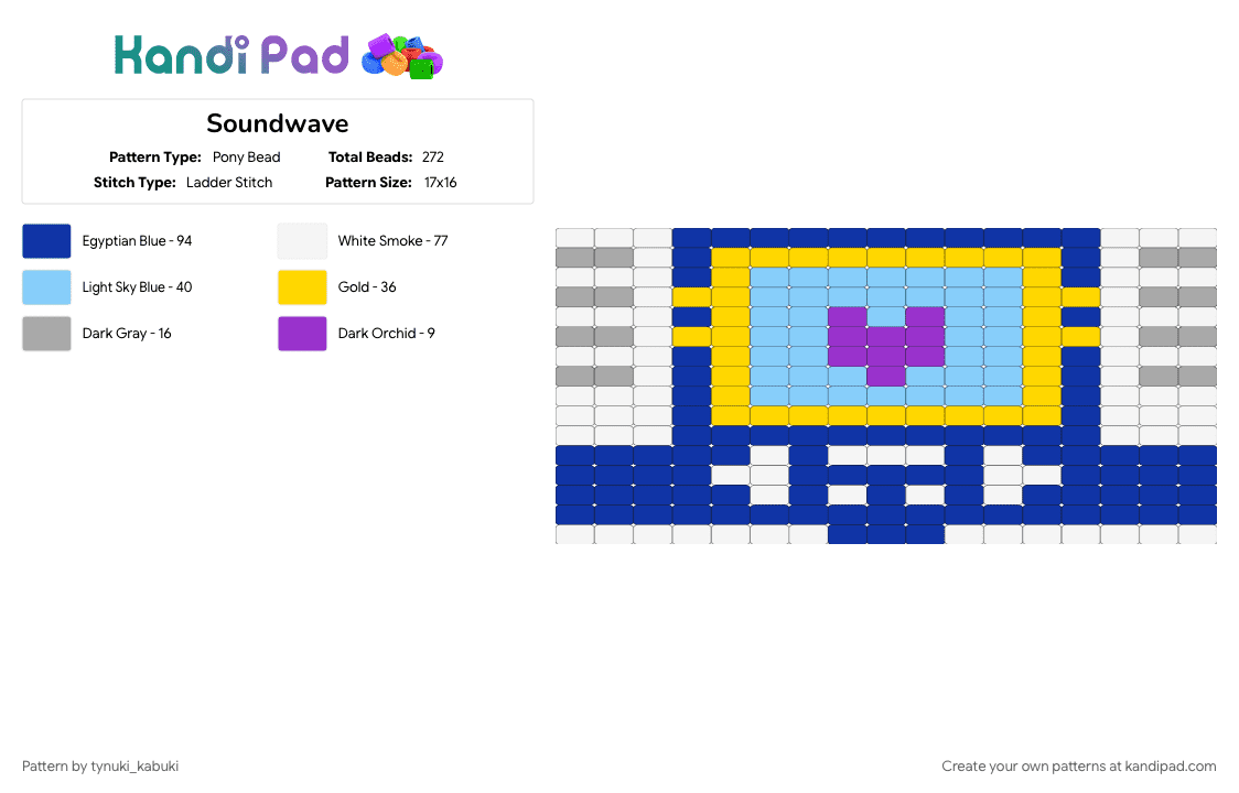 Soundwave - Pony Bead Pattern by tynuki_kabuki on Kandi Pad - purple