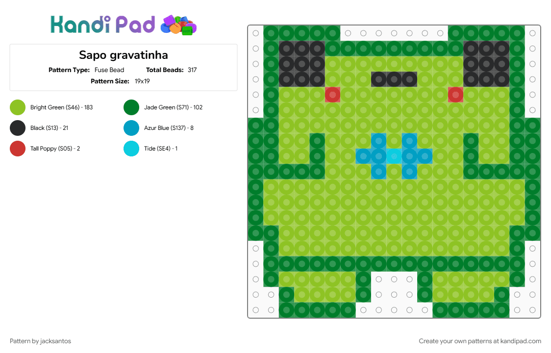Sapo gravatinha - Fuse Bead Pattern by jacksantos on Kandi Pad - green