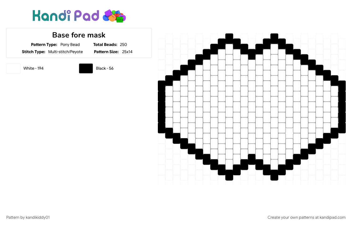 Base fore mask - Pony Bead Pattern by kandikiddy01 on Kandi Pad - mask