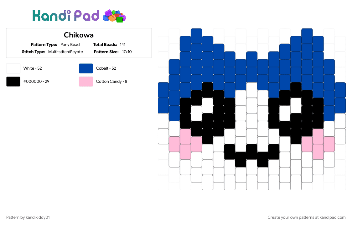 Chikowa - Pony Bead Pattern by kandikiddy01 on Kandi Pad - blue