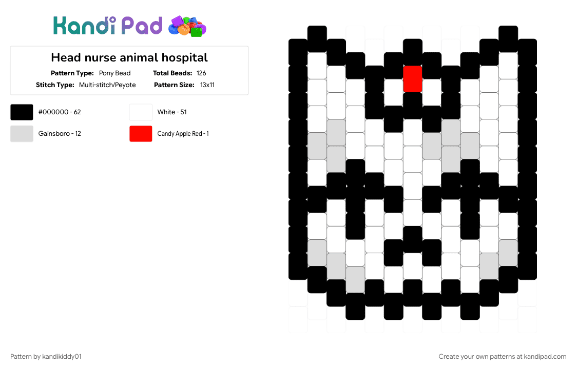 Head nurse animal hospital - Pony Bead Pattern by kandikiddy01 on Kandi Pad - animalhospital, video game, white