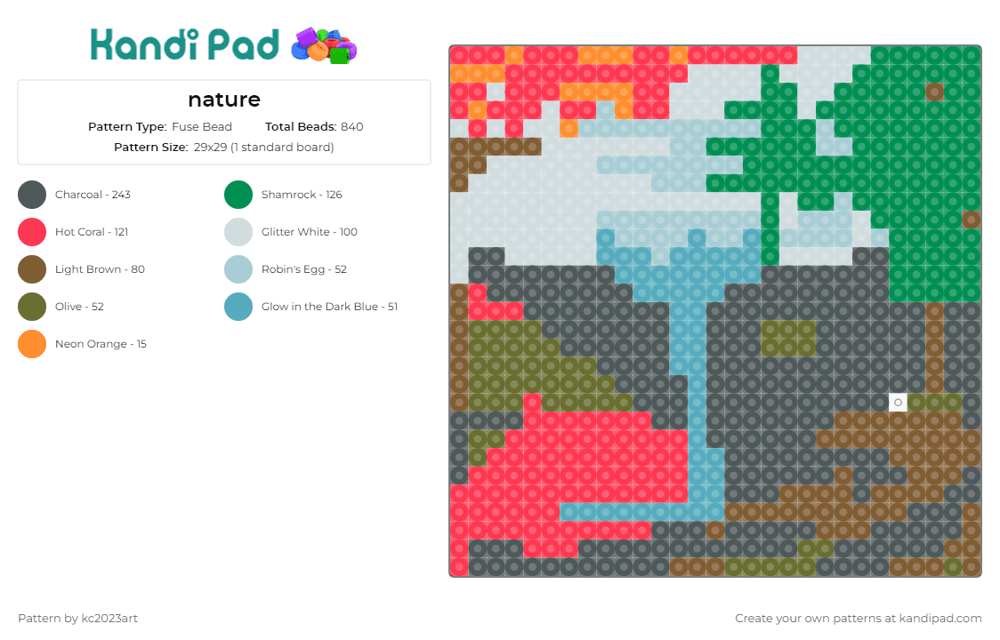 nature - Fuse Bead Pattern by kc2023art on Kandi Pad - nature,water,stream,panel,trees,landscape