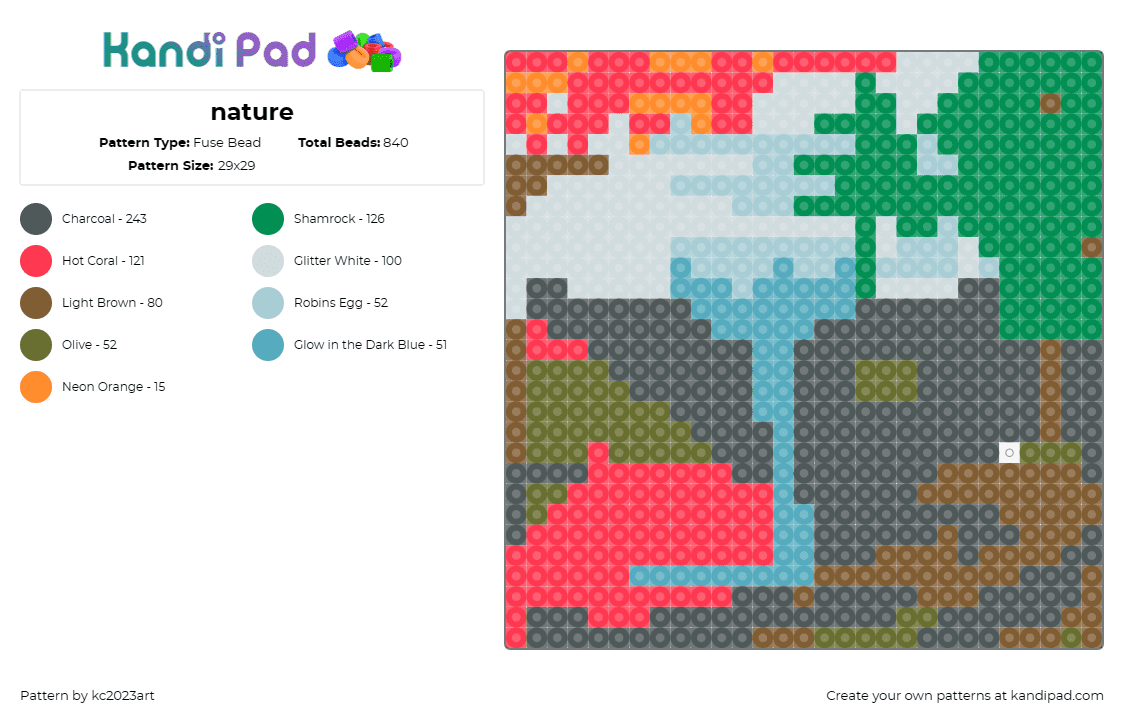 nature - Fuse Bead Pattern by kc2023art on Kandi Pad - nature,water,stream,panel,trees,landscape