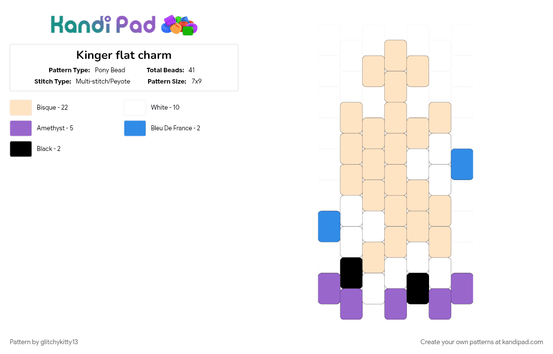 Kinger flat charm - Pony Bead Pattern by glitchykitty13 on Kandi Pad - beige, character, chess, flat charm, funny, keychain, kinger, tadc