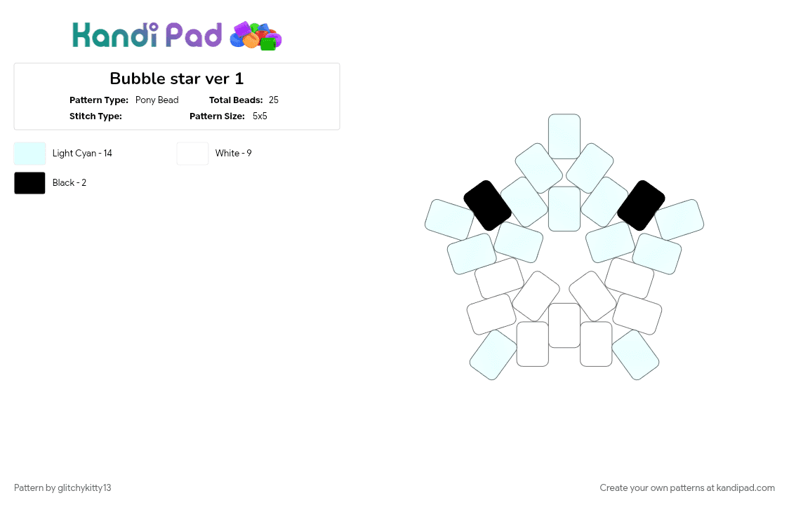 Bubble star ver 1 - Pony Bead Pattern by glitchykitty13 on Kandi Pad - 