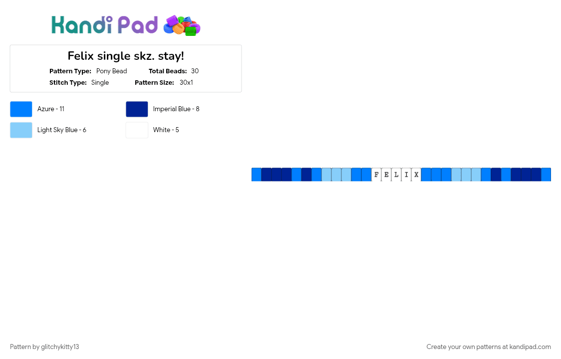 Felix single skz. stay! - Pony Bead Pattern by glitchykitty13 on Kandi Pad - blue, felix stray kids, purple, single, skz, stay, stray kids
