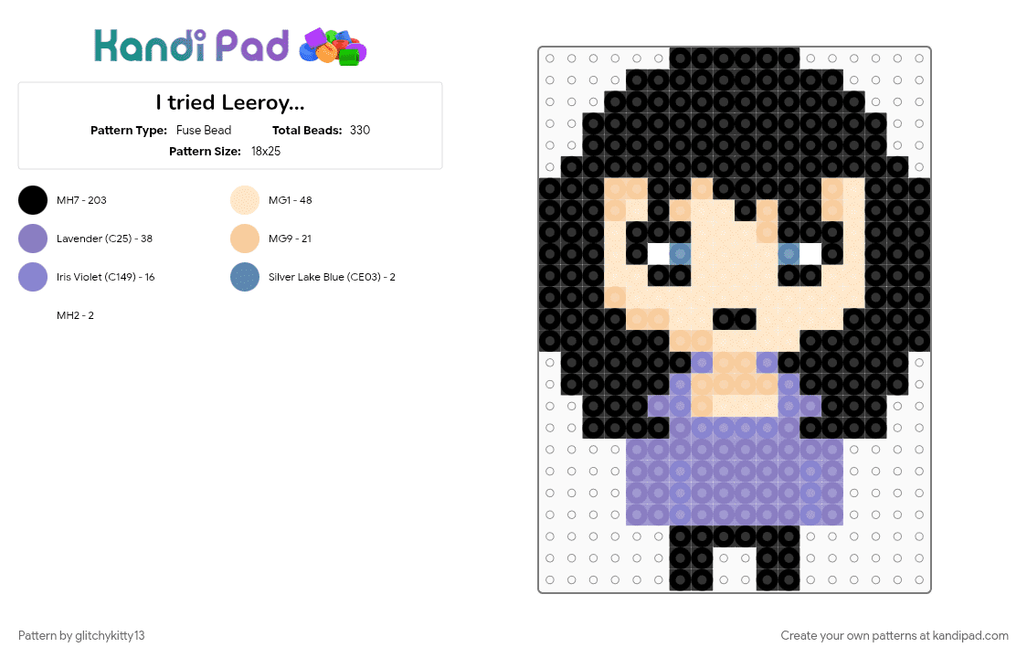 I tried Leeroy... But yk.. Leeroy Mateo fuse bead - Fuse Bead Pattern by glitchykitty13 on Kandi Pad - beige, black, character, chibi, fuse bead, leeroy mateo, leeroy tadc, perler, square, tadc