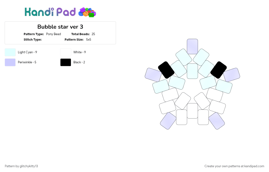 Bubble star ver 3 - Pony Bead Pattern by glitchykitty13 on Kandi Pad - 