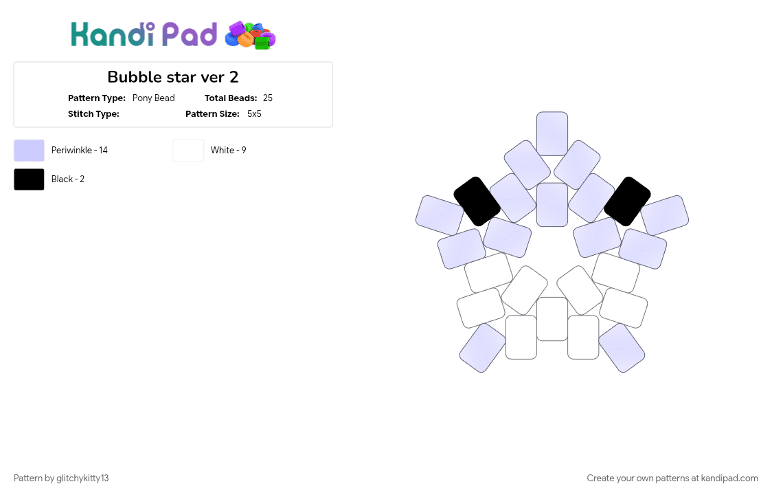 Bubble star ver 2 - Pony Bead Pattern by glitchykitty13 on Kandi Pad - 