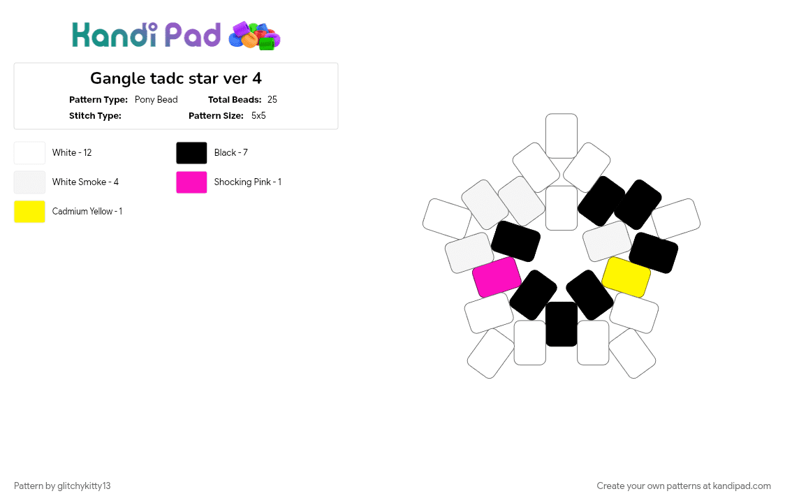 Gangle tadc star ver 4 - Pony Bead Pattern by glitchykitty13 on Kandi Pad - 