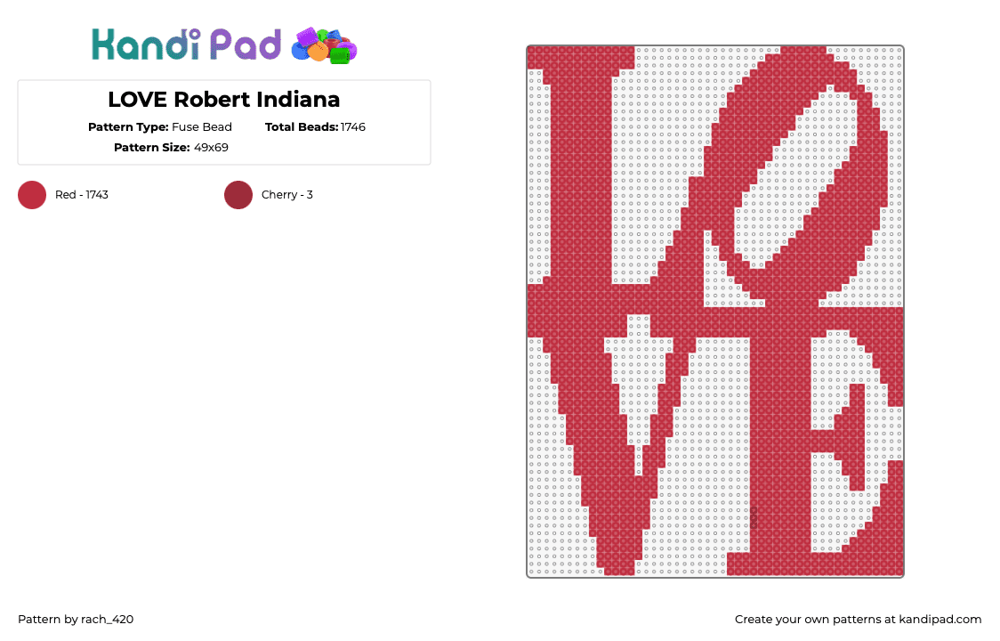 LOVE Robert Indiana - Fuse Bead Pattern by rach_420 on Kandi Pad - love,sign,logo,text,red