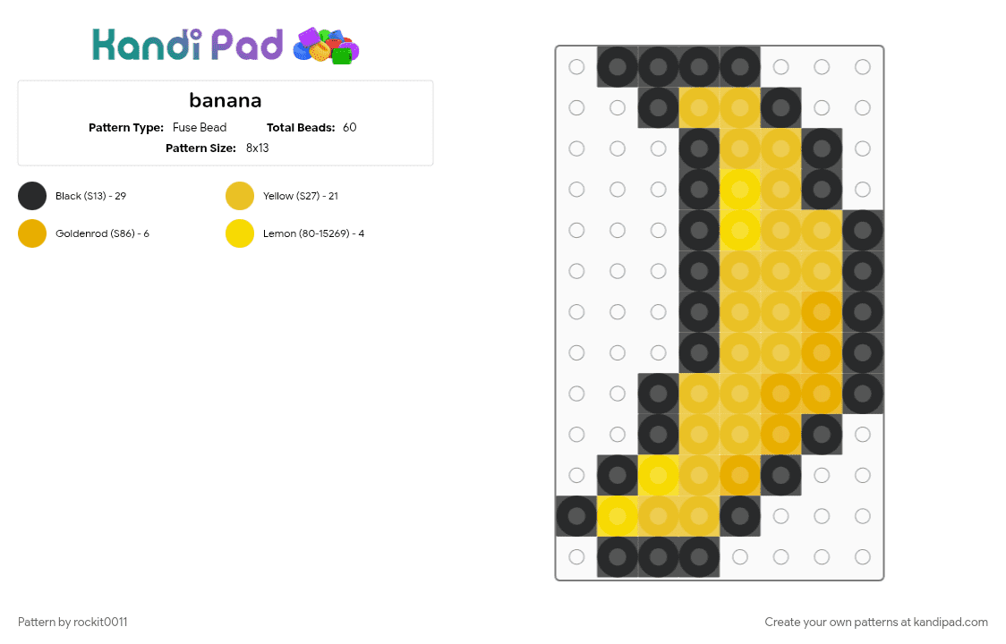 banana - Fuse Bead Pattern by rockit0011 on Kandi Pad - yellow