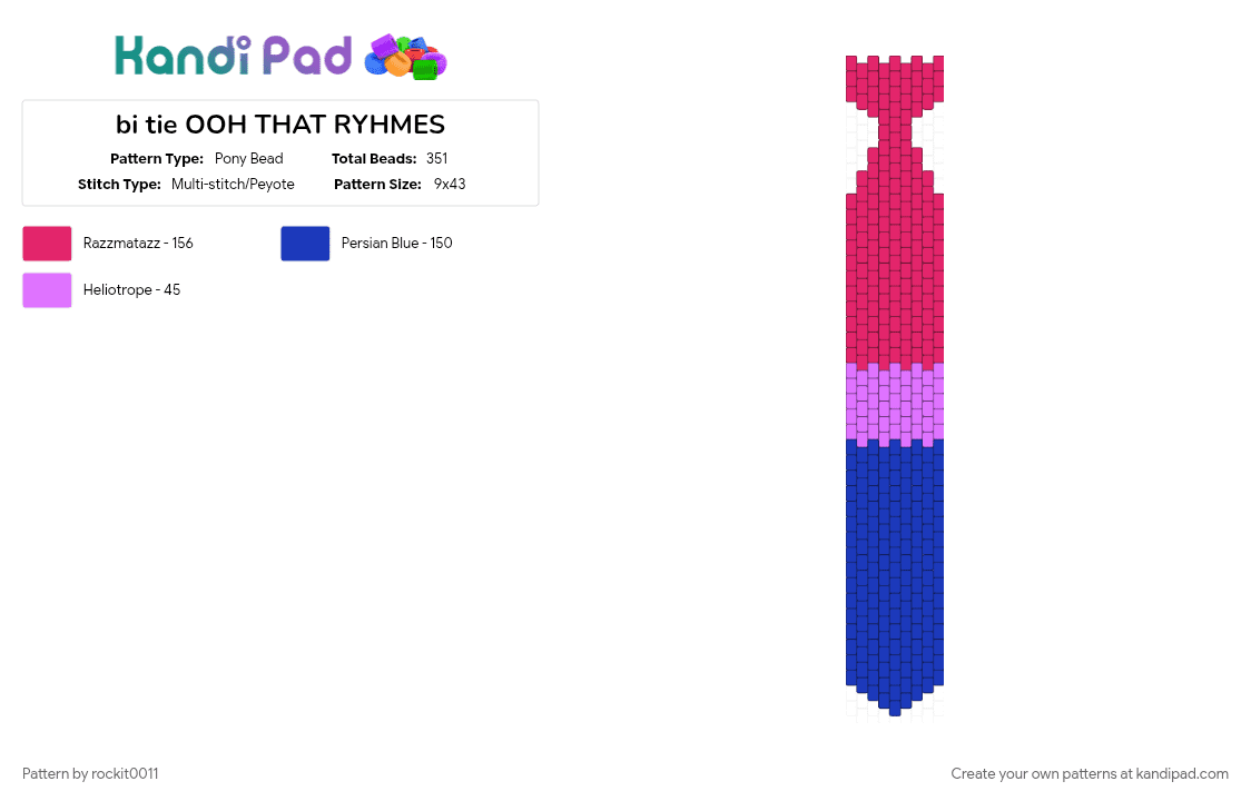 bi tie OOH THAT RYHMES - Pony Bead Pattern by rockit0011 on Kandi Pad - pink, purple